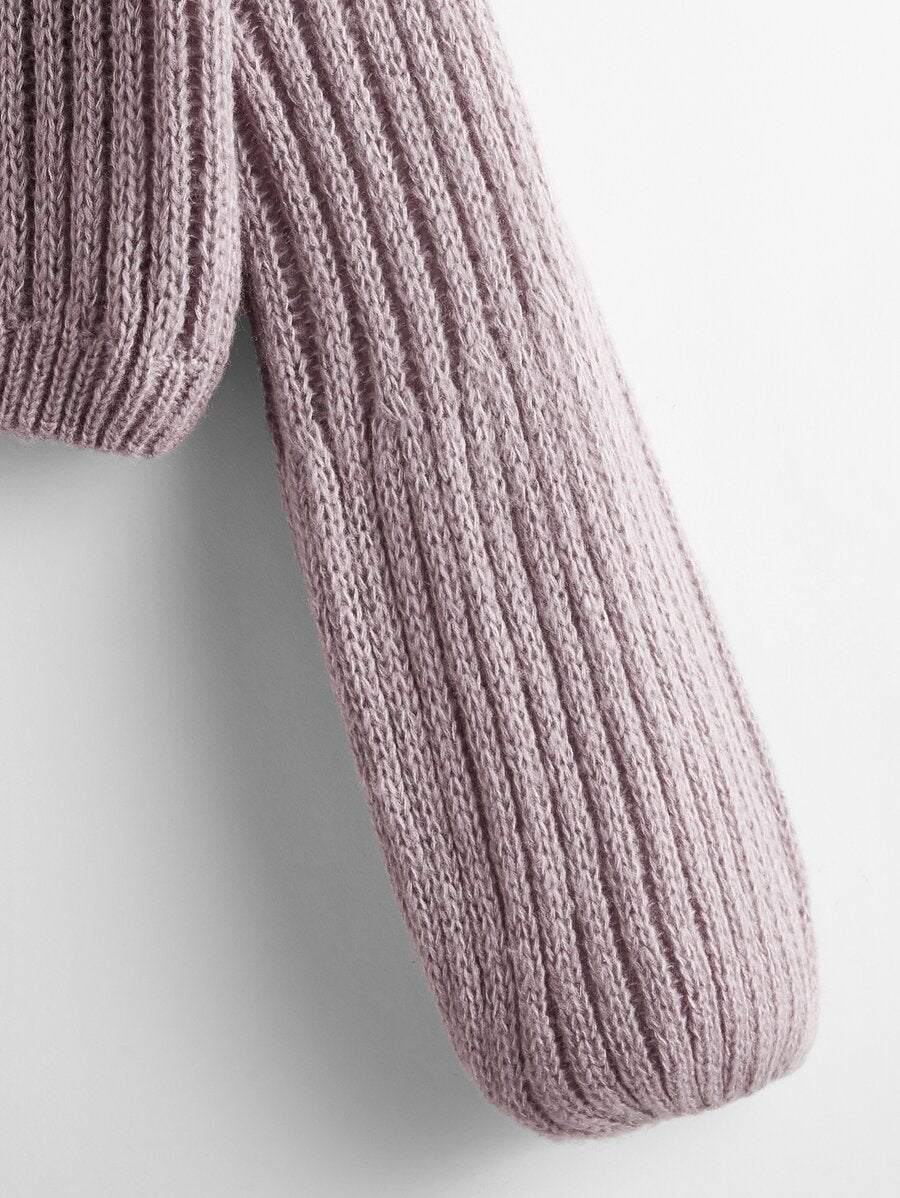 Ribbed-knit Cropped Sweater
