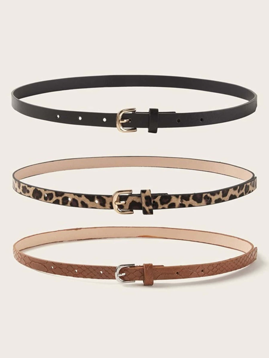 Leopard Print Belt 3-pack