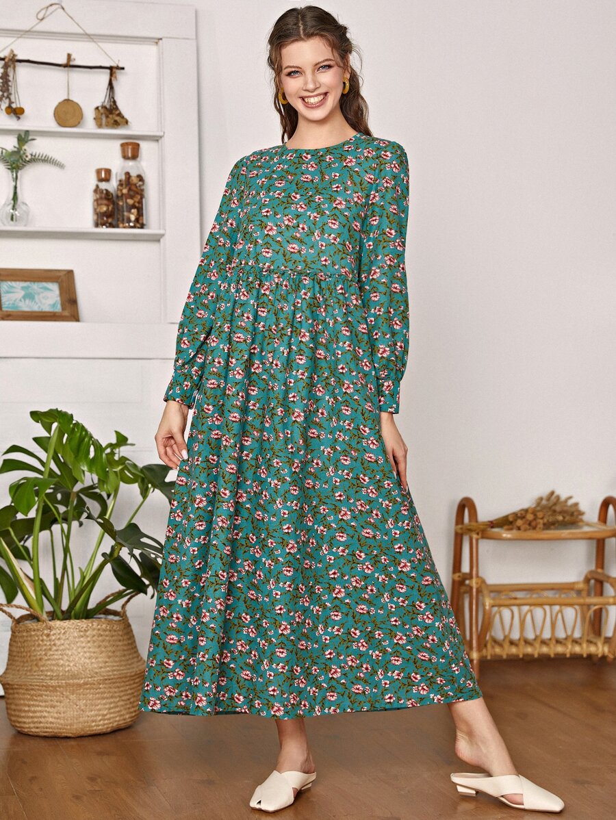 Floral Print Smock Dress