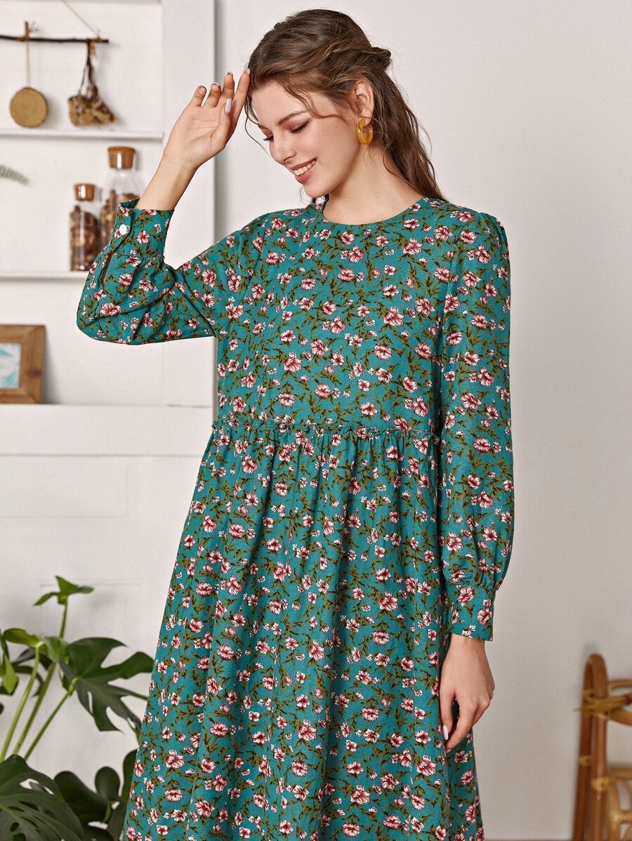 Floral Print Smock Dress