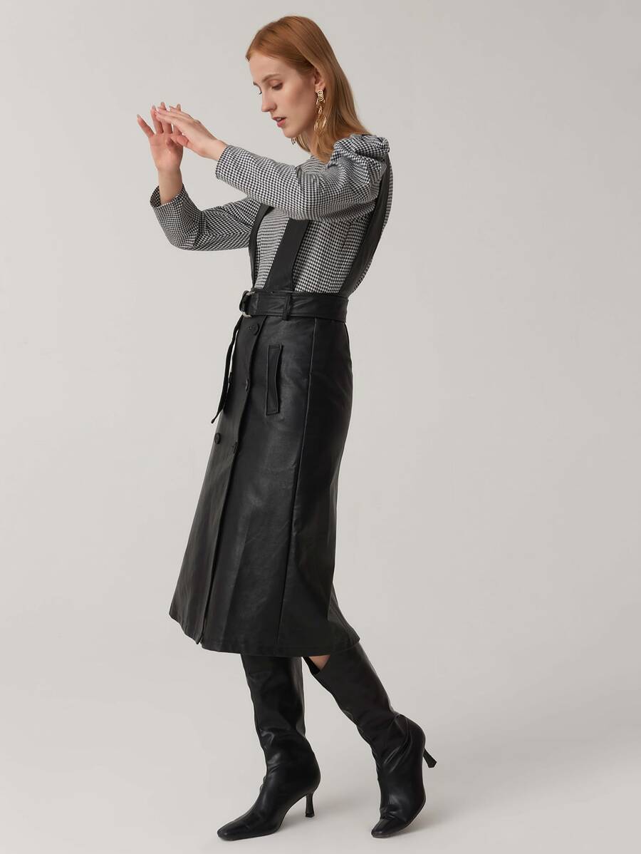 Buckle Belted Overall Dress