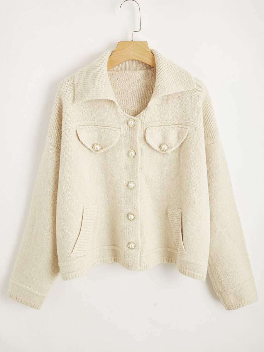 Cream Collared Cardigan