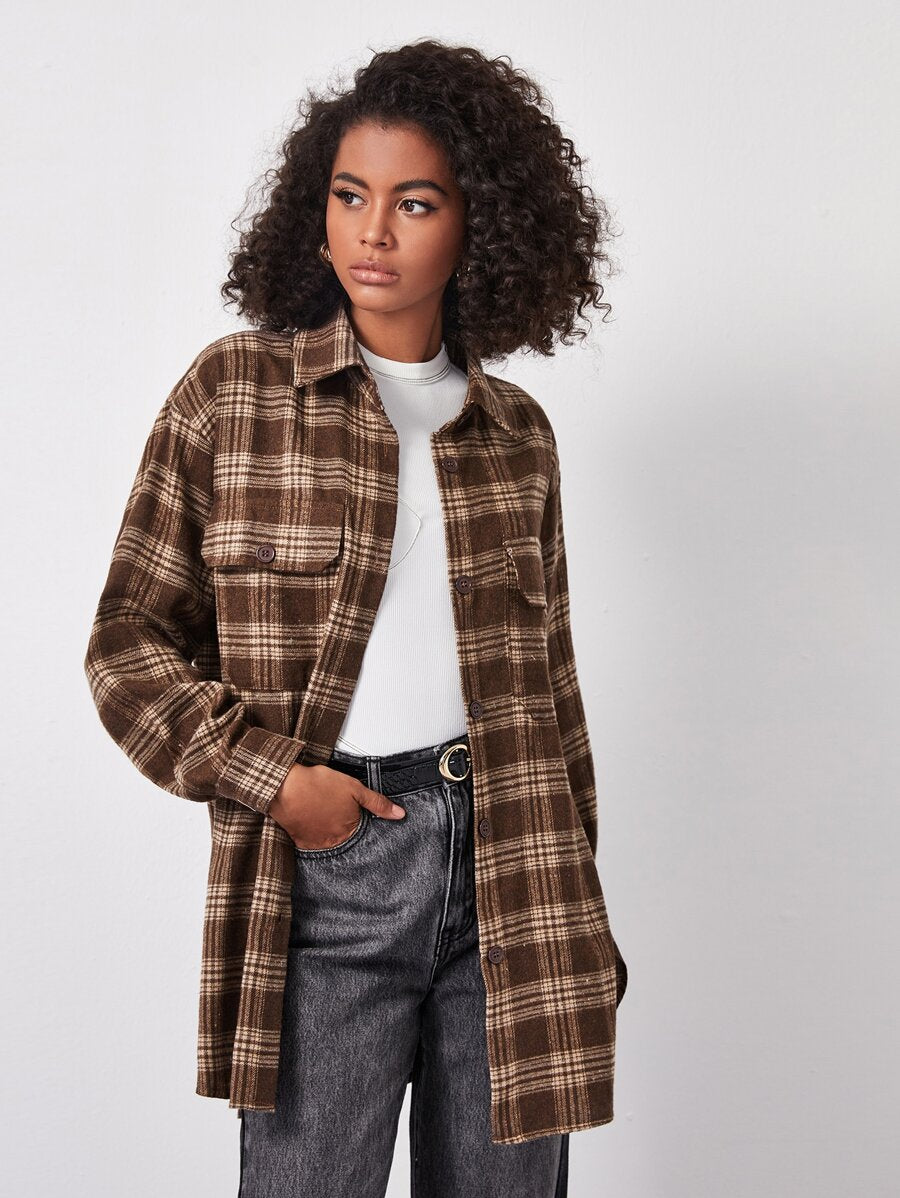 Oversized Plaid Button-up