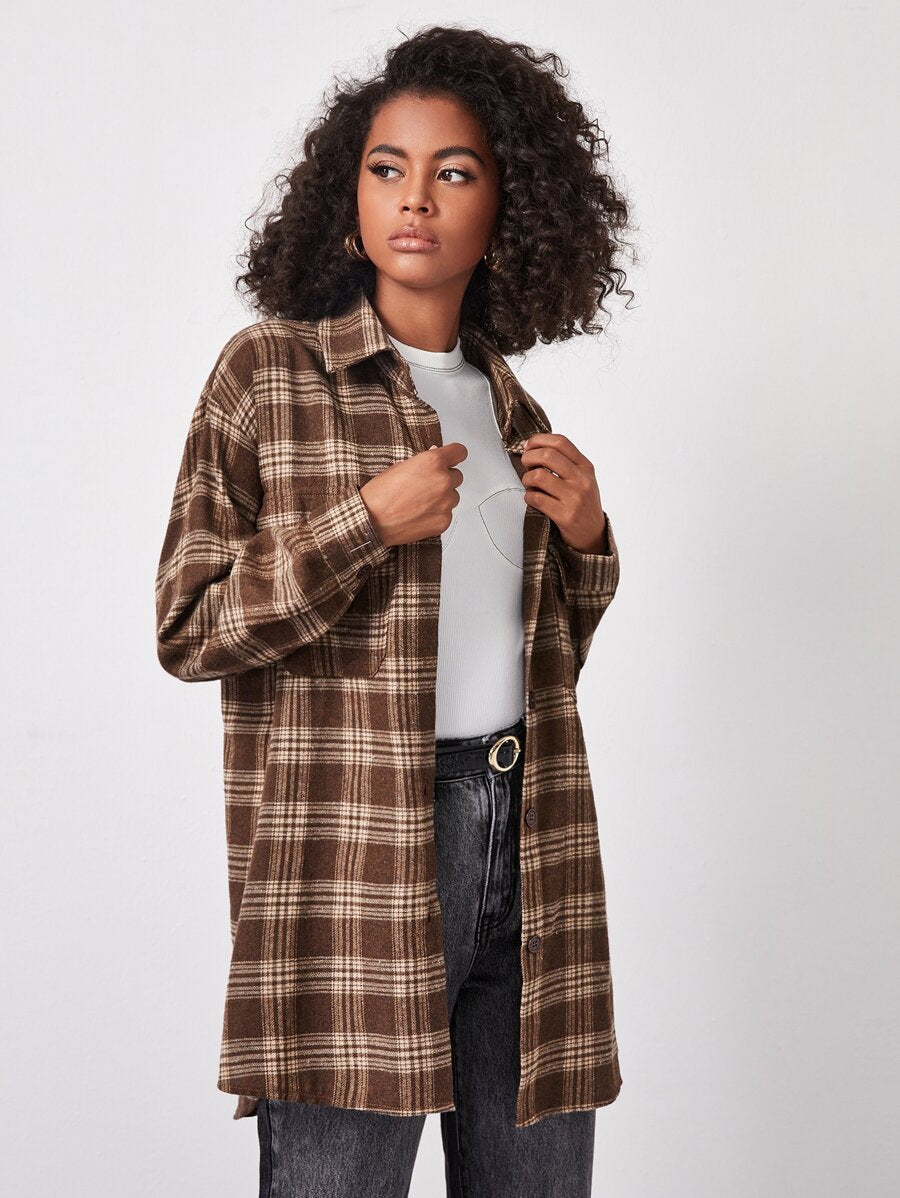 Oversized Plaid Button-up