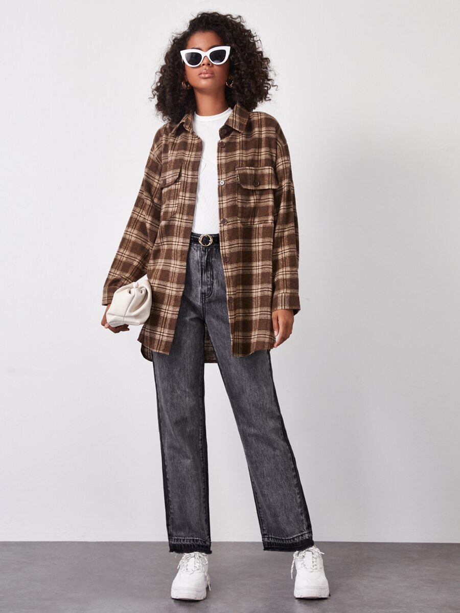 Oversized Plaid Button-up