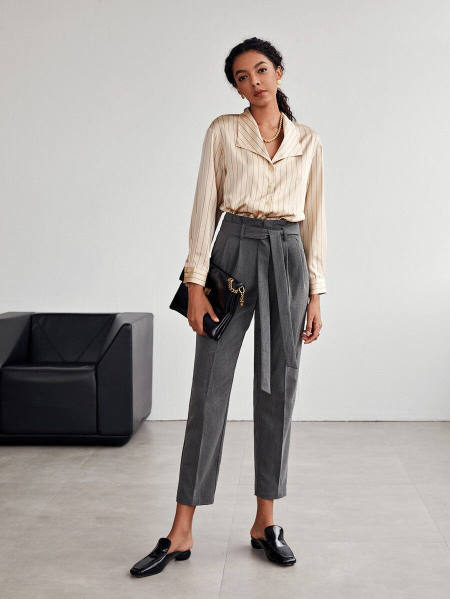 Pleated Trousers with Belt