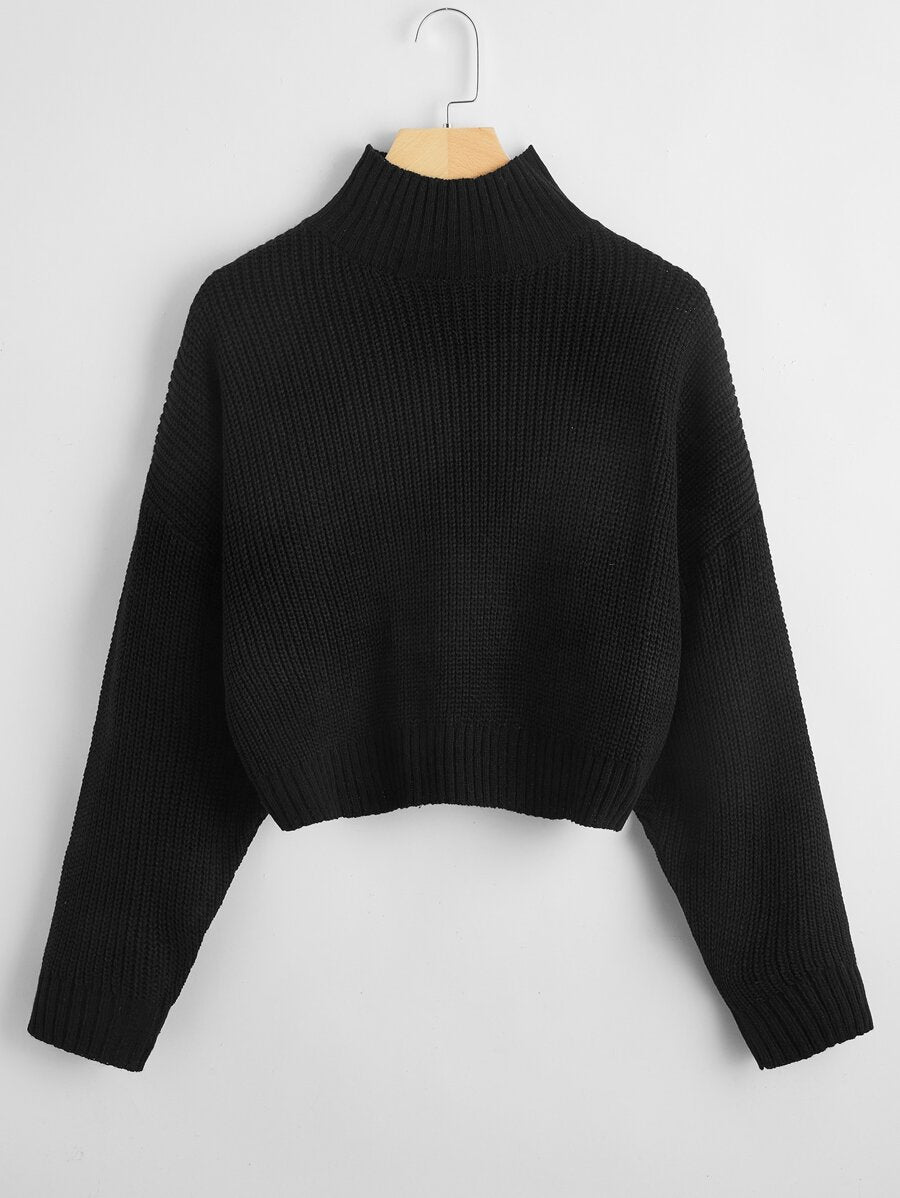 High-neck Chunky Knit Sweater