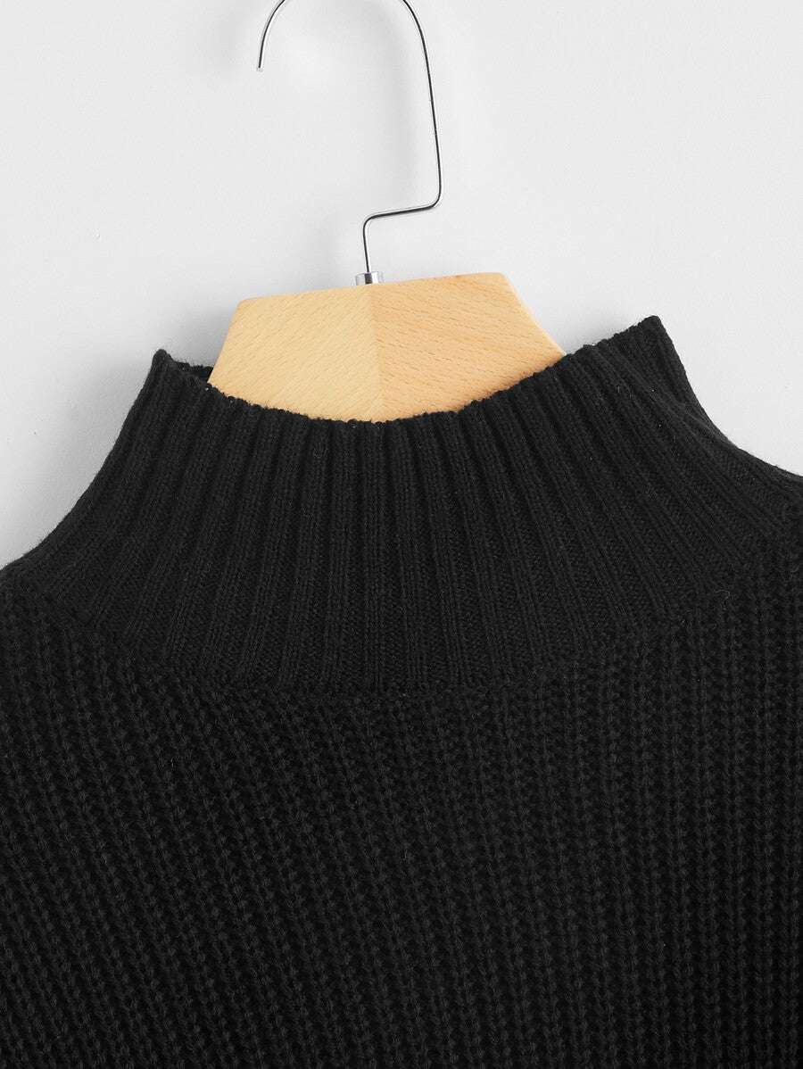High-neck Chunky Knit Sweater