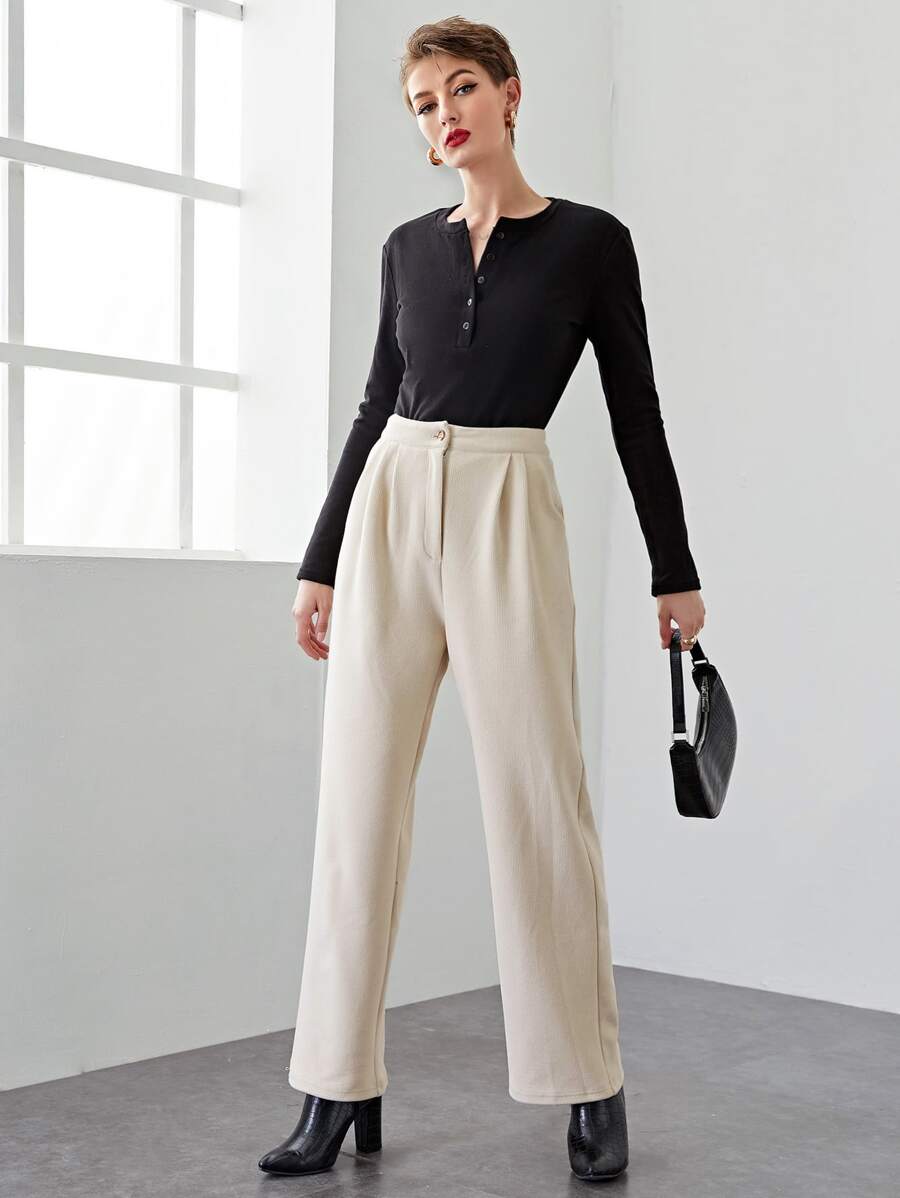 High-waist Straight-legged Trousers