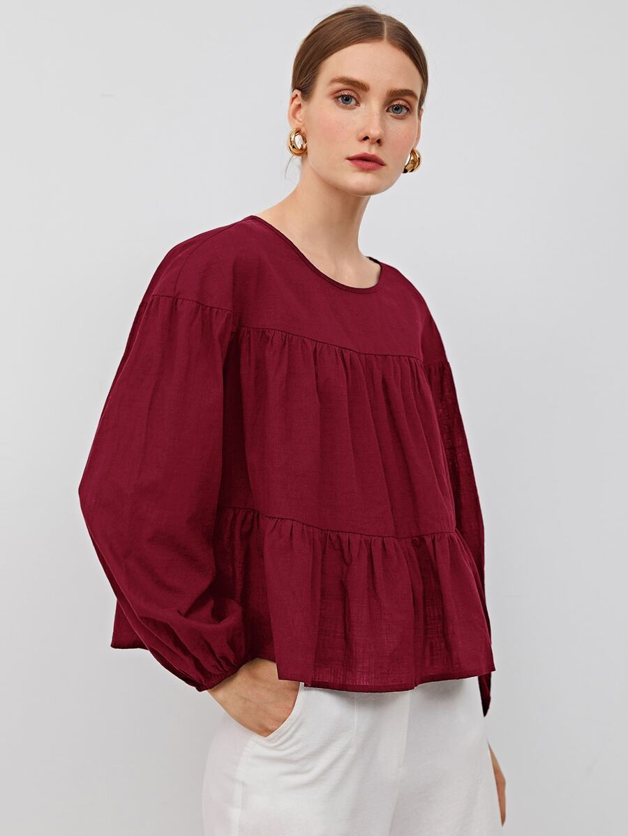 Lantern Sleeve Tiered Top