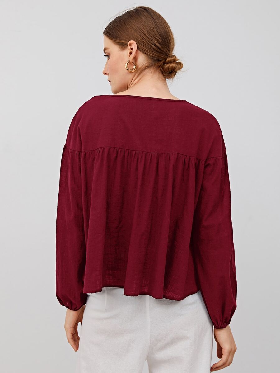 Lantern Sleeve Tiered Top