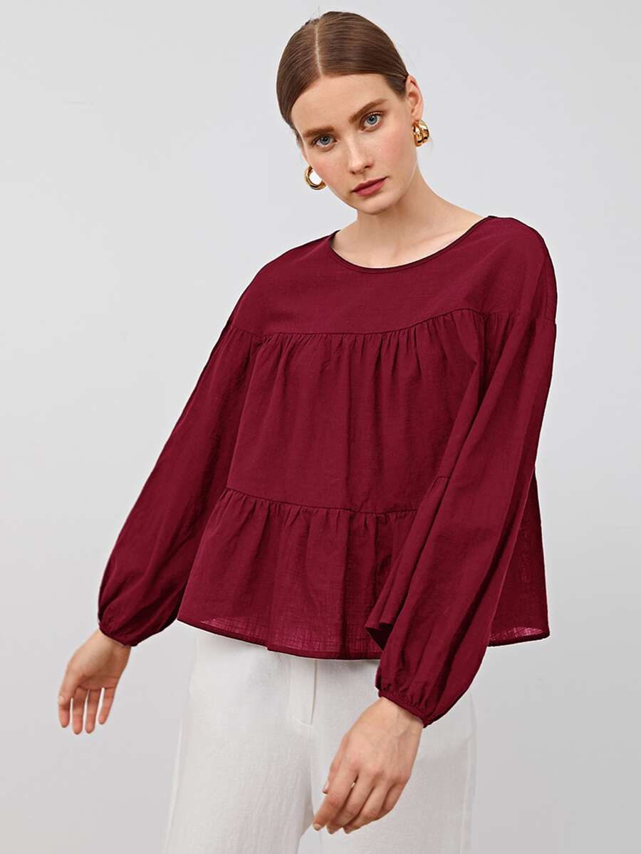 Lantern Sleeve Tiered Top