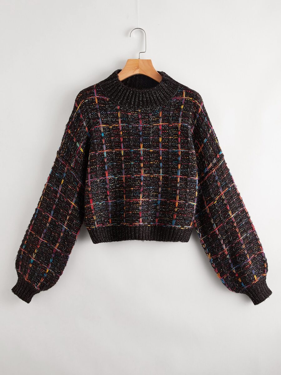 Mock-neck Boucle Knit Sweater - Flex Theme Trending