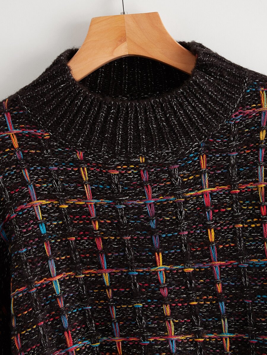 Mock-neck Boucle Knit Sweater - Flex Theme Trending