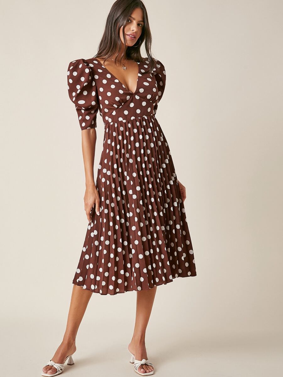 ワンピース m Moon glow dot pleated dress Fleur de Lune (Moonflower) - Enchanting Floor Length Gown