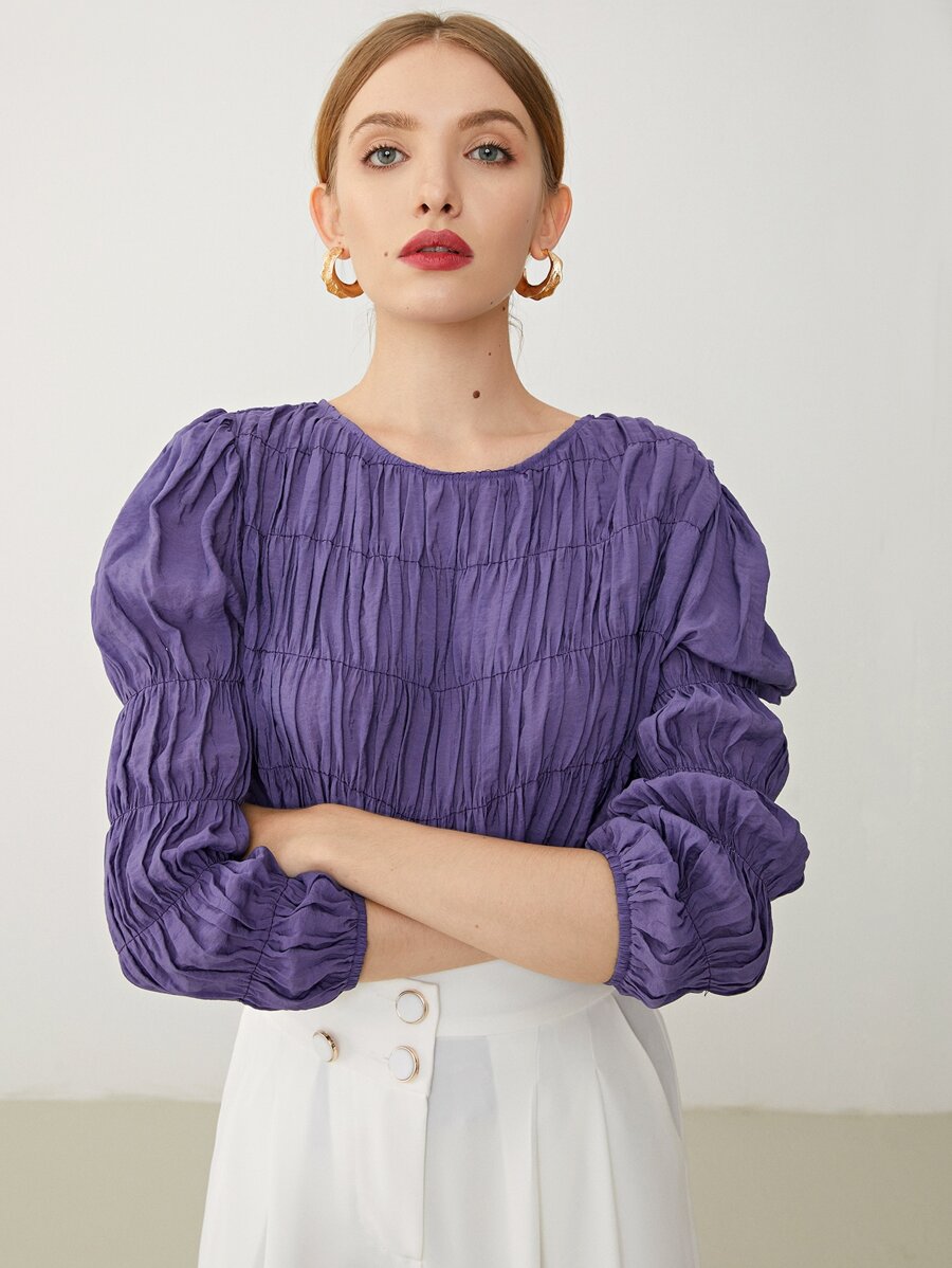 Puff Sleeve Gathered Top