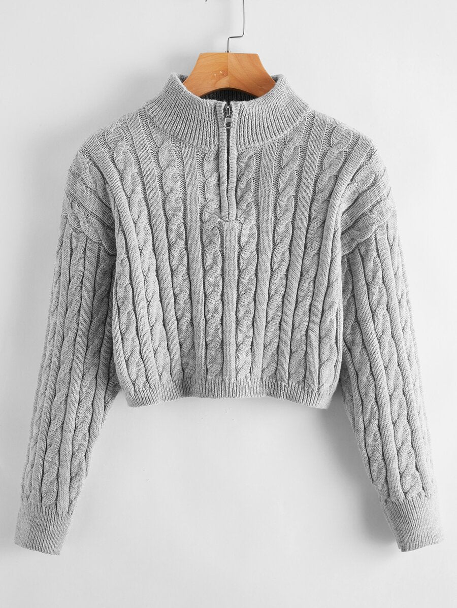 Cropped Zip-up Sweater