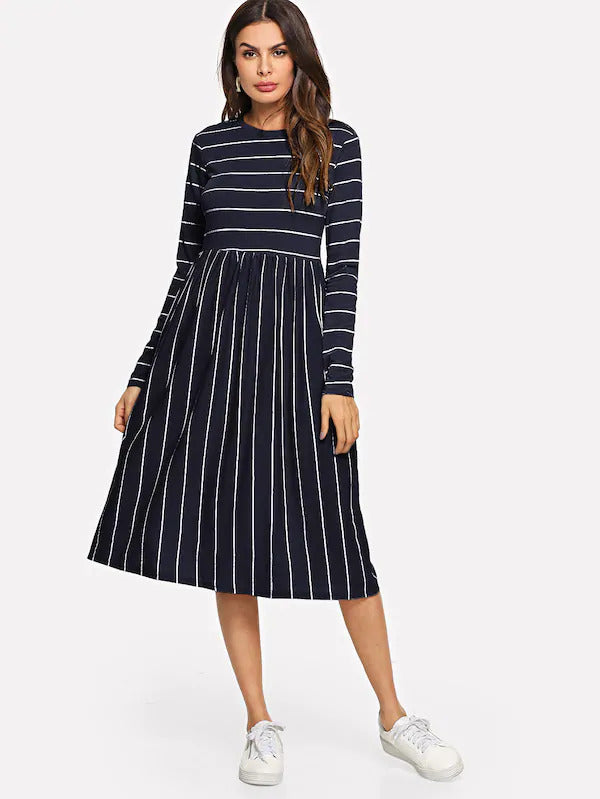 Mixed Stripe Tee Dress