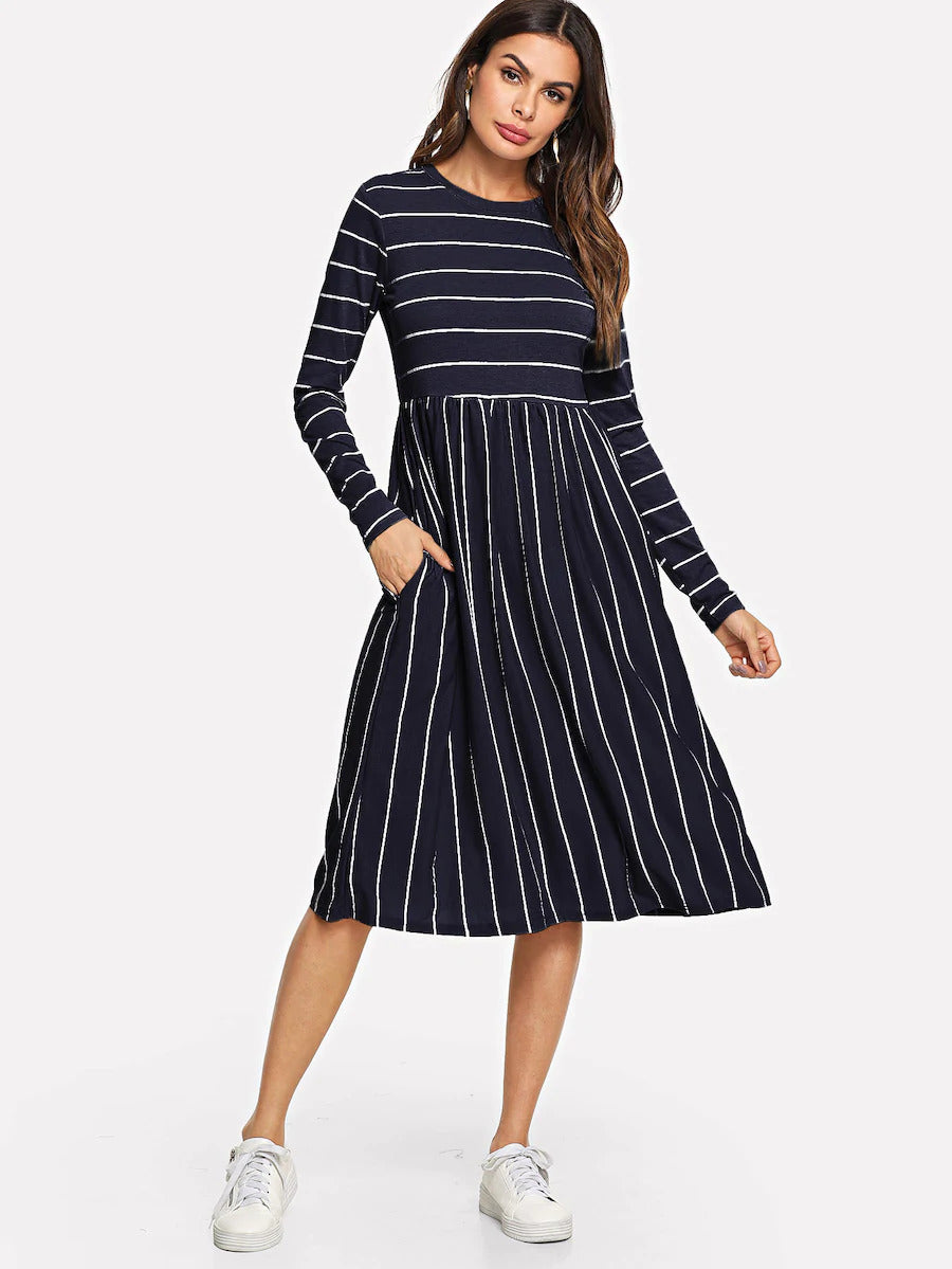 Mixed Stripe Tee Dress