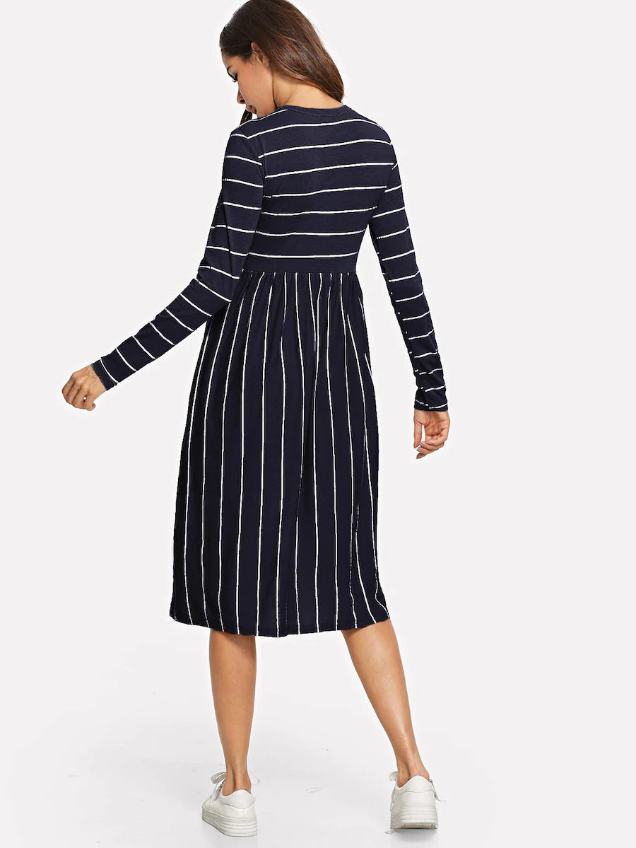 Mixed Stripe Tee Dress