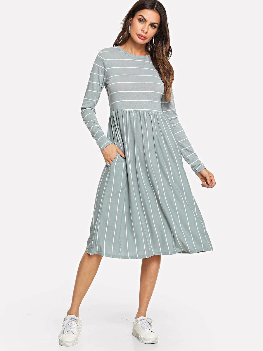 Mixed Stripe Tee Dress