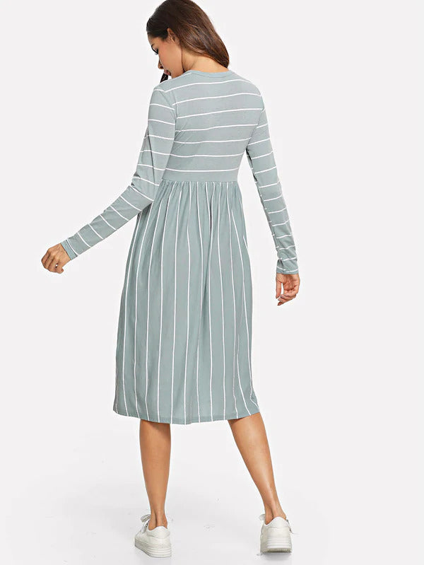 Mixed Stripe Tee Dress