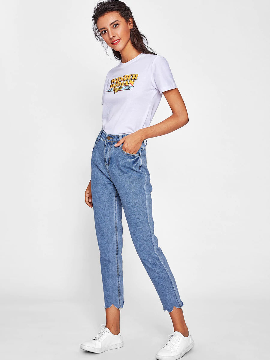 Frayed Hem Jeans Style 231954