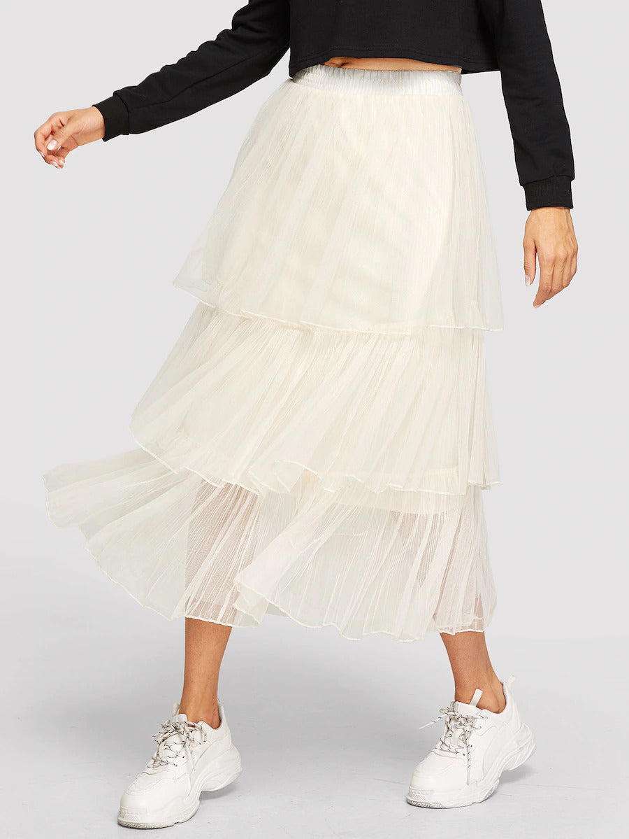 Tiered Layer Mesh Skirt Flex Theme Trending